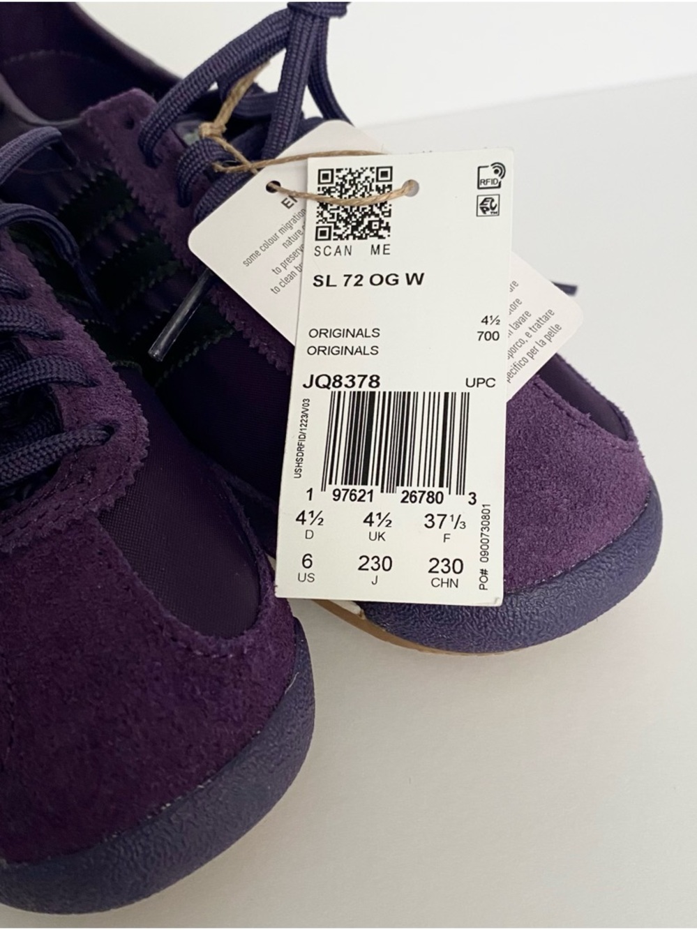 adidas SL 72 OG Aurora Plum / Core Black / Gum Women’s Sneakers Sz 6 - Picture 8 of 10